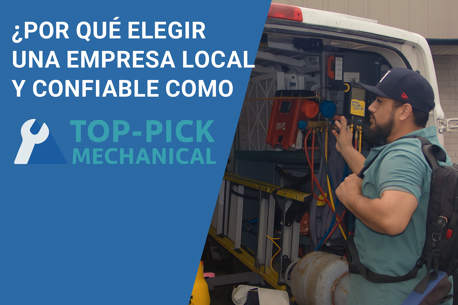 Técnico de Top Pick Mechanical trabajando en HVAC en Fresno, TX.